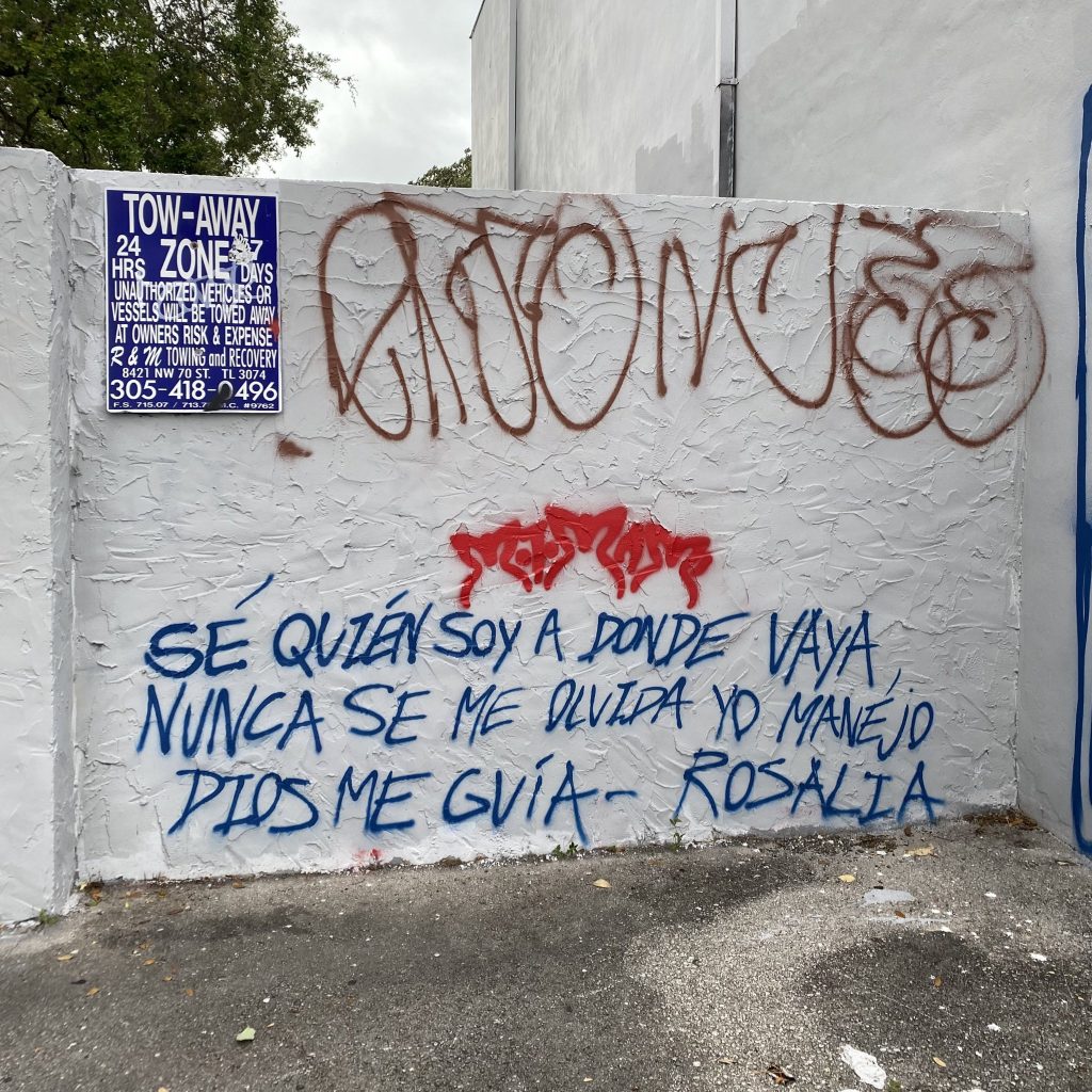 Grafiti de la campaña de Motomami de Rosalía